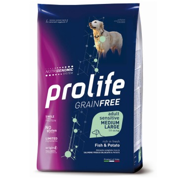 Prolife Grain Free Adult Sensitive Medium/Large Ryby i ziemniaki - 10 kg