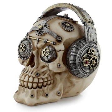 Czaszka steampunk ze słuchawkami - figurka dekoracyjna