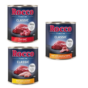 Mieszany pakiet próbny Rocco Classic, 6 x 800 g - Pakiet mieszany drobiowy: wołowina/kurczak, wołowi