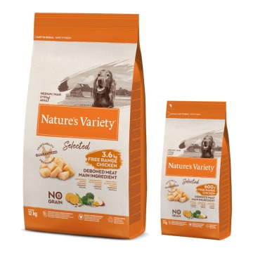 12 + 2 kg gratis! Nature's Variety karma sucha, 14 kg - Selected Medium/Maxi Adult, kurczak z wolneg