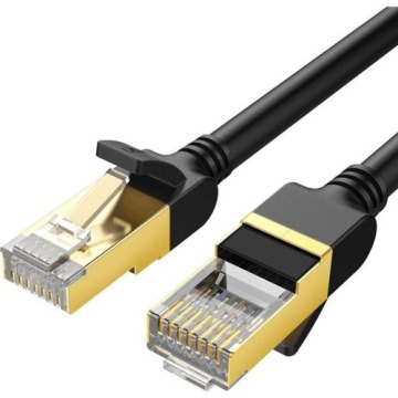Kabel sieciowy płaski LAN Ethernet patchcord Ugreen RJ45 Cat 7 STP, 1 Gbps, 2m, czarny