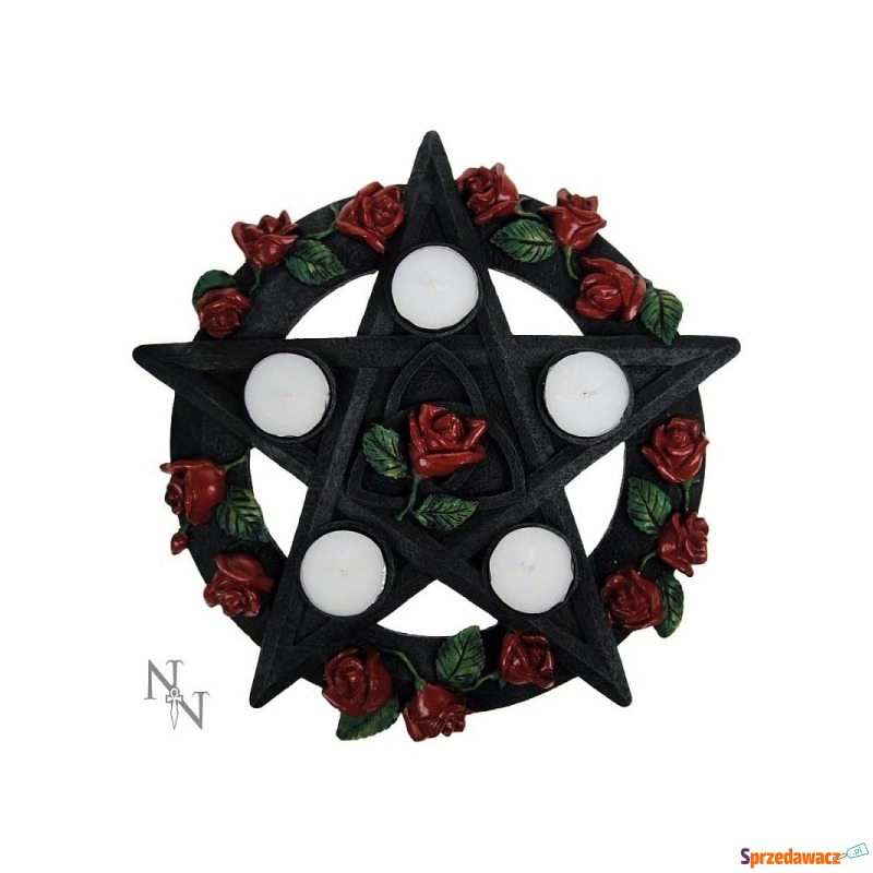 Pentagram z różami - świecznik - Świeczki, świeczniki - Konin