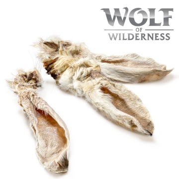 Wolf of Wilderness uszy królicze z sierścią - 400 g