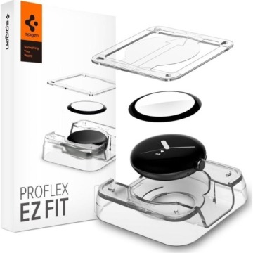 Szkło hybrydowe + Aplikator Spigen Film ProFlex EZ Fit 2-Pack do Google Pixel Watch, czarna ramka