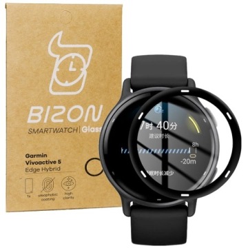 Szkło hybrydowe Bizon Glass Watch Edge Hybrid dla Garmin Vivoactive 5, czarne