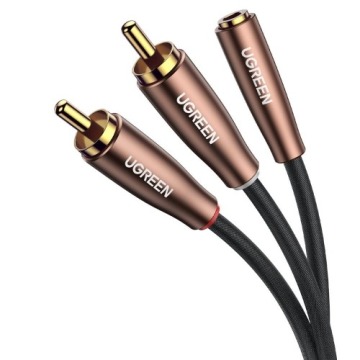 Kabel audio Ugreen 3,5mm mini jack (typ żeński) - 2RCA, 2 m, brązowy