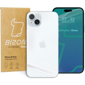 Folia hydrożelowa na tył i przód Bizon Glass Hydrogel Pack do iPhone 15 Plus