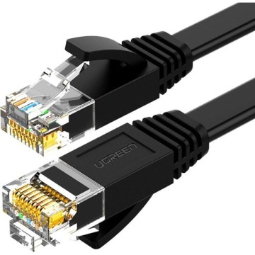 Kabel sieciowy płaski LAN Ethernet Ugreen RJ45 Cat 6 UTP, 1000Mbps, 10m, czarny