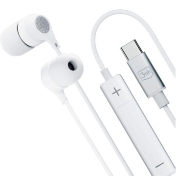 Przewodowe słuchawki dokanałowe 3mk Wired Earphones USB-C, białe