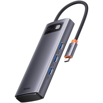 Hub adapter Baseus Metal Gleam, 6w1 USB-C / 2x HDMI / 3x USB 3.2, szary
