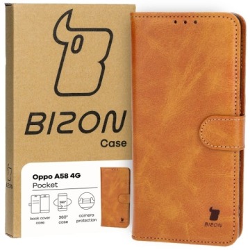 Etui Bizon Case Pocket do Oppo A58 4G, brązowe