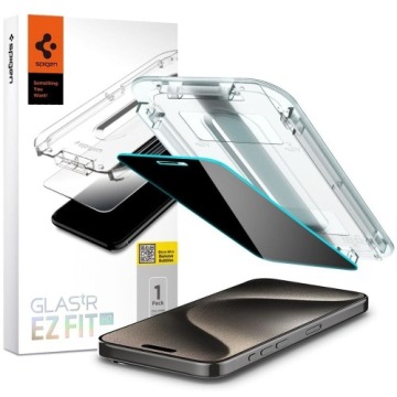 Szkło do etui + Aplikator Spigen Glas.tr Privacy EZ Fit 1-Pack do iPhone 15 Pro Max