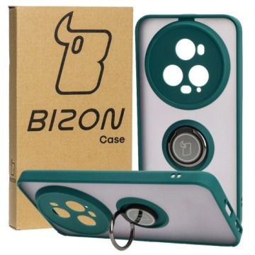 Etui Bizon Case Hybrid Ring do Honor Magic5 Pro, ciemnozielone