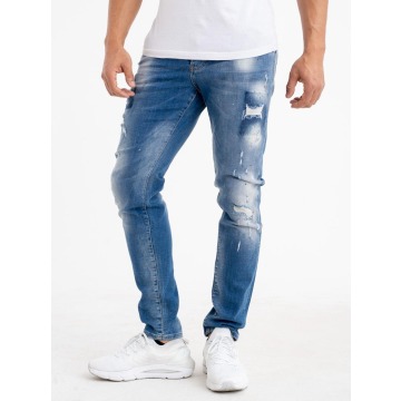 Spodnie Jeansowe Z Uszkodzeniami Breezy Color Paint Niebieskie