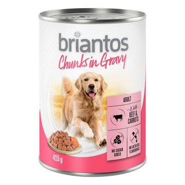 Korzystny pakiet Briantos Chunks w sosie, 24 x 415 g - Wołowina i marchewka