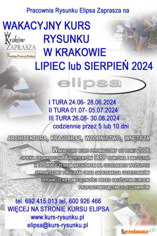 Wakacyjny kurs rysunku Elipsa 2024 - Pozostałe kursy - Kraków