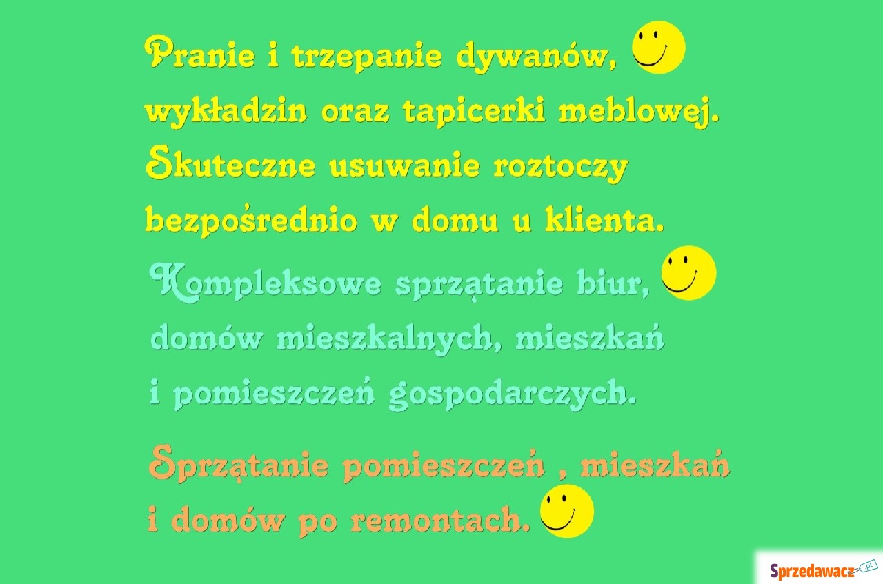 Pranie dywanów, wykładzin,tapi...