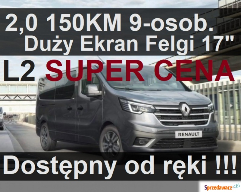 Renault Trafic - L2 150KM 2,0  Klima tył  Full... - Samochody osobowe - Szczecinek