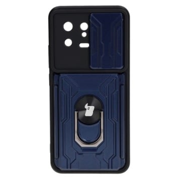 Etui Bizon Case Camshield Card Slot Ring do Xiaomi 13, granatowe