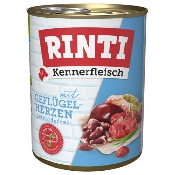Megapakiet RINTI Kennerfleisch, 24 x 800 g - Serca drobiowe