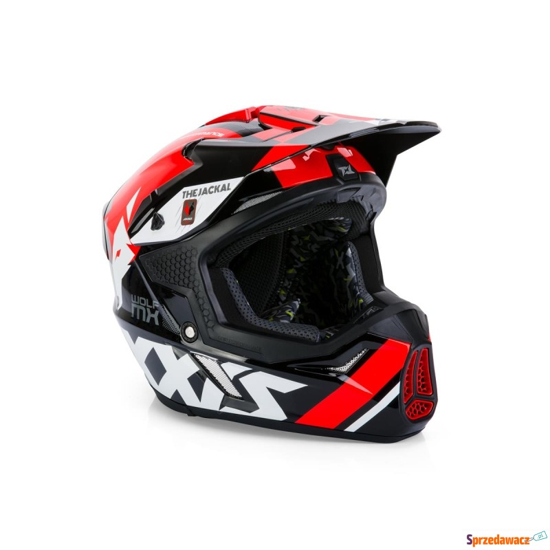 Kask AXXIS MX803 WOLF JACKAL B5 czar/czerw. XL... - Kaski motocyklowe - Nowy Dwór Mazowiecki