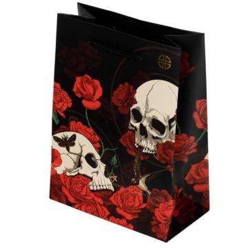 Czaszki i róże - torebka prezentowa, rozmiar xl