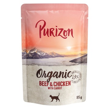 Purizon Organic, 6 x 85 g - Wołowina z kurczakiem oraz marchwią