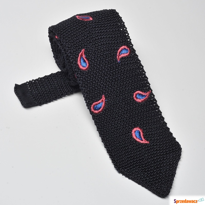 Granatowy krawat z dzianiny (knit)...