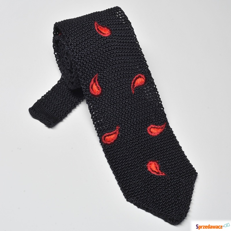Granatowy krawat z dzianiny (knit)...