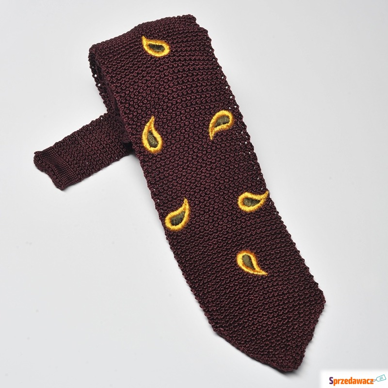 Bordowy krawat z dzianiny (knit)...