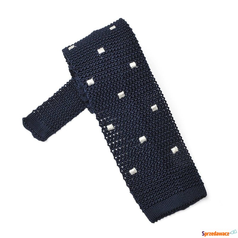 Granatowy krawat knit w białe...