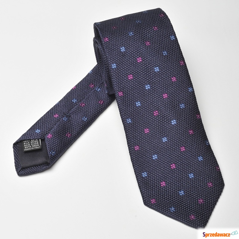 Elegancki granatowy krawat jedwabny...