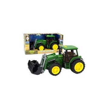  Traktor z koparką światła dźwięk zielony Leantoys