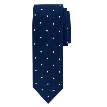 Ciemnoniebieski jedwabny krawat ze wzorem Profuomo