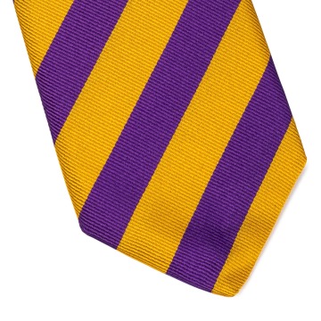 Krawat jedwabny VAN THORN żółty w fioletowe pasy