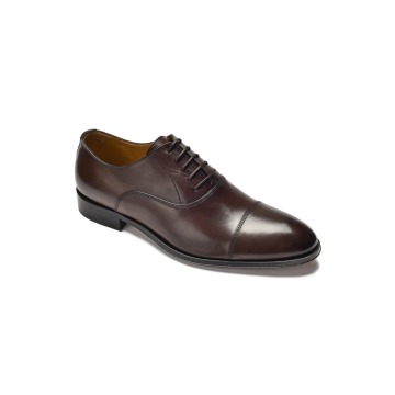 Eleganckie ciemne brązowe skórzane buty męskie typu Oxford 39