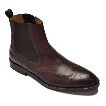 Brązowe skórzane sztyblety męskie vintage brogues 46