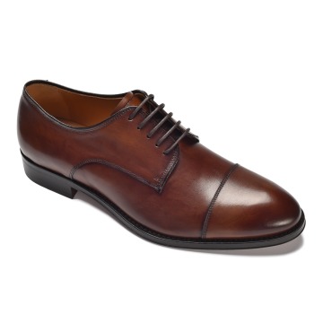 Eleganckie brązowe skórzane buty męskie z noskiem typu derby 44,5