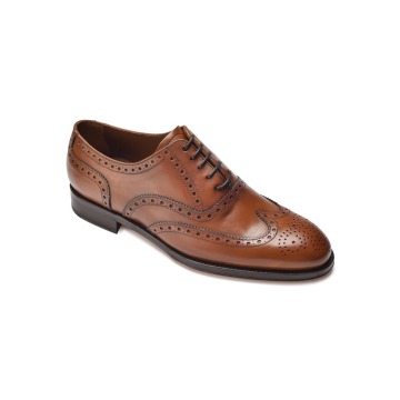 Eleganckie jasnobrązowe skórzane buty męskie typu brogue 7