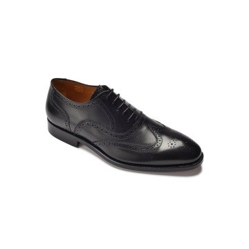 Eleganckie czarne skórzane buty męskie typu brogue 39