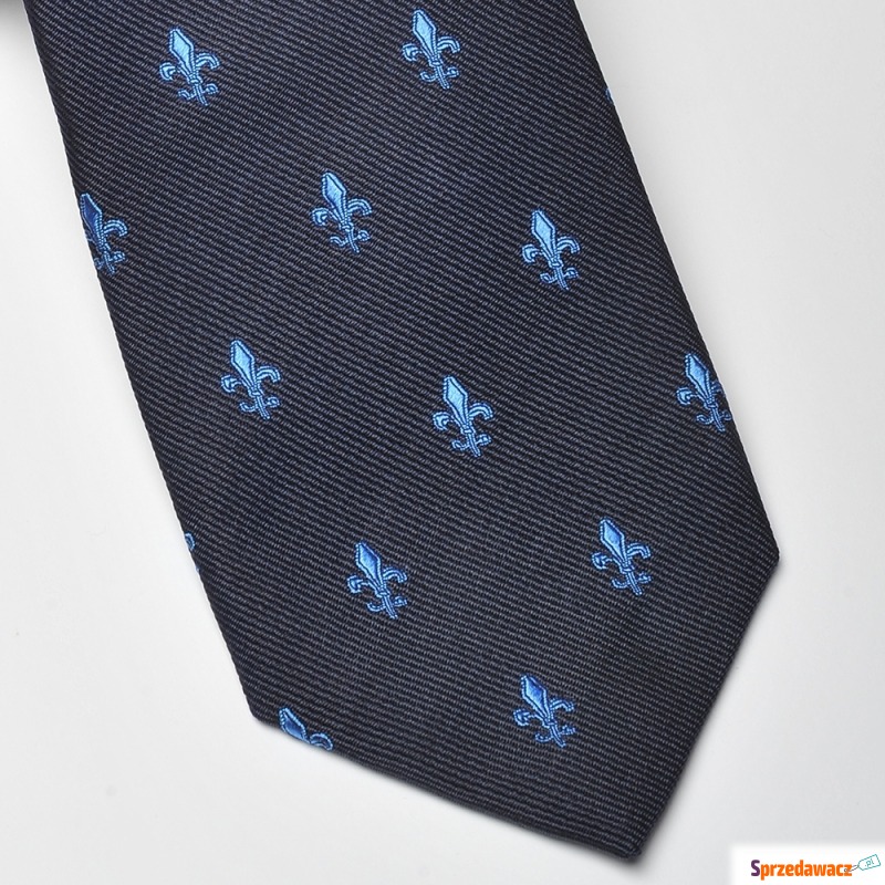 Elegancki granatowy krawat jedwabny Ascot w n... - Krawaty i muszki - Opole