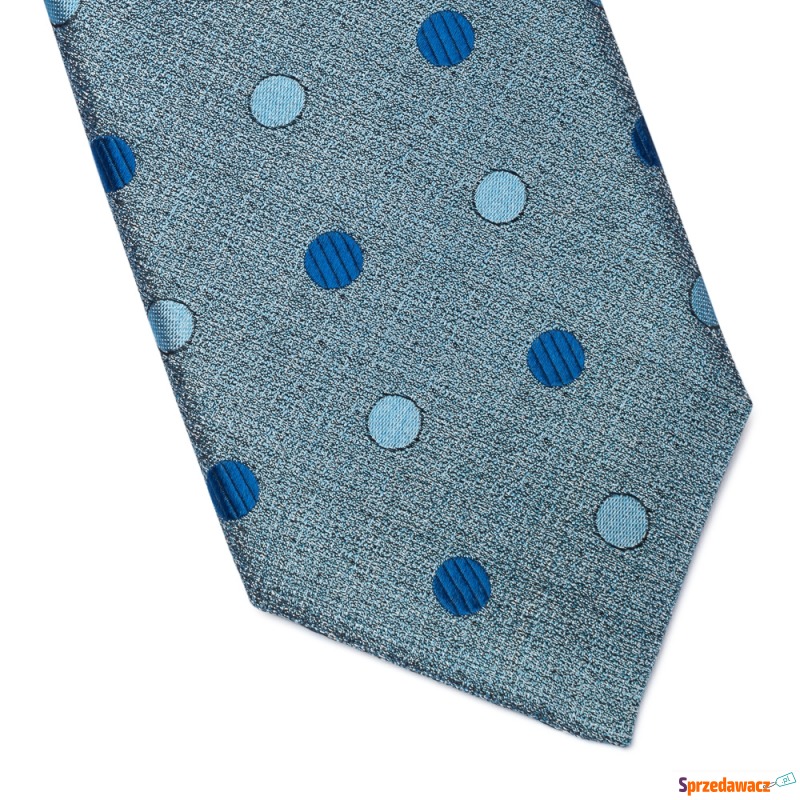 Jedwabny błękitny krawat w grochy extra long Hemley - Krawaty, muszki - Żory