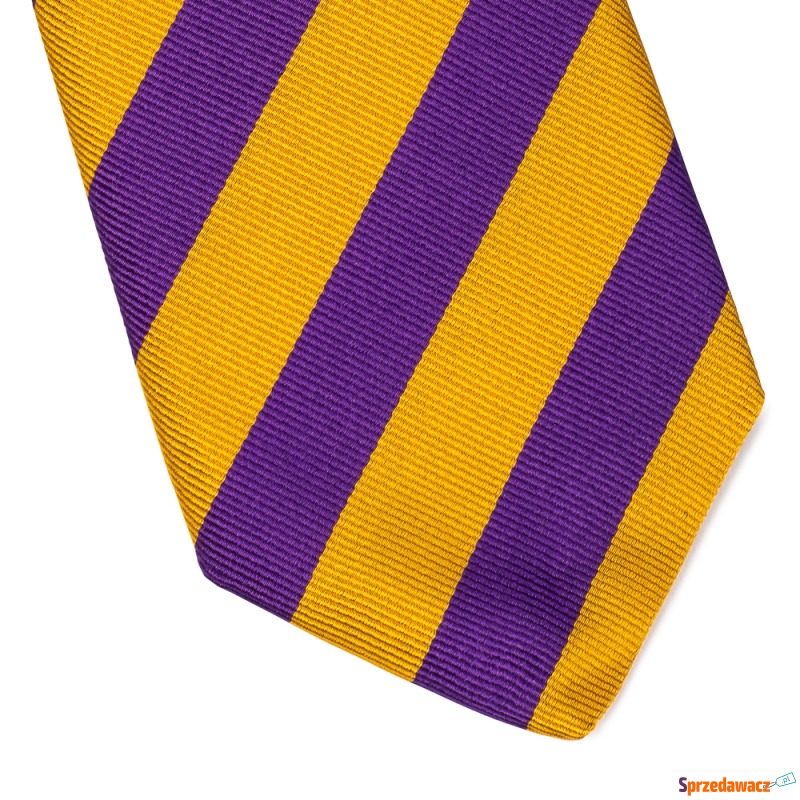 Krawat jedwabny VAN THORN żółty w fioletowe pasy - Krawaty, muszki - Dębica