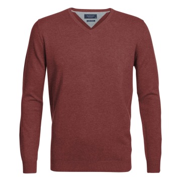 Rdzawy sweter / pulower V-neck z bawełny PIMA  L