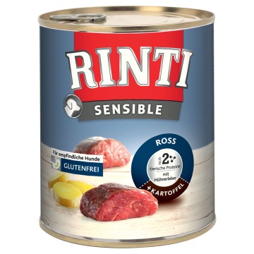 RINTI Sensible, 6 x 800 g - Konina i wątróbka drobiowa z ziemniakami