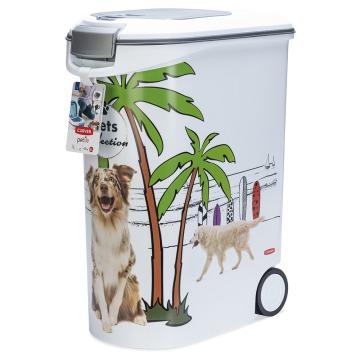 Curver pojemnik na suchą karmę dla psa - Palmen-Design: do 20 kg karmy suchej (54 l)