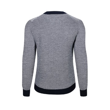 Granatowo-szary męski sweter zapinany na guziki z wełny merino XXL