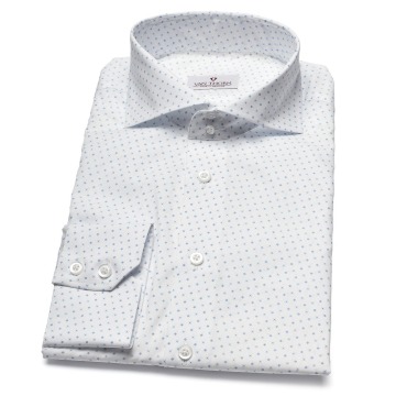 Elegancka biała koszula VAN THORN w błękitny wzorek 50