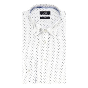Elegancka biała koszula Profuomo 2.0 w drobny granatowy wzór 38