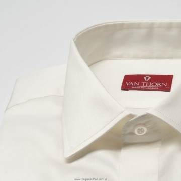 Elegancka śmietankowa (ecru) koszula z krytą listwą NORMAL FIT 43
